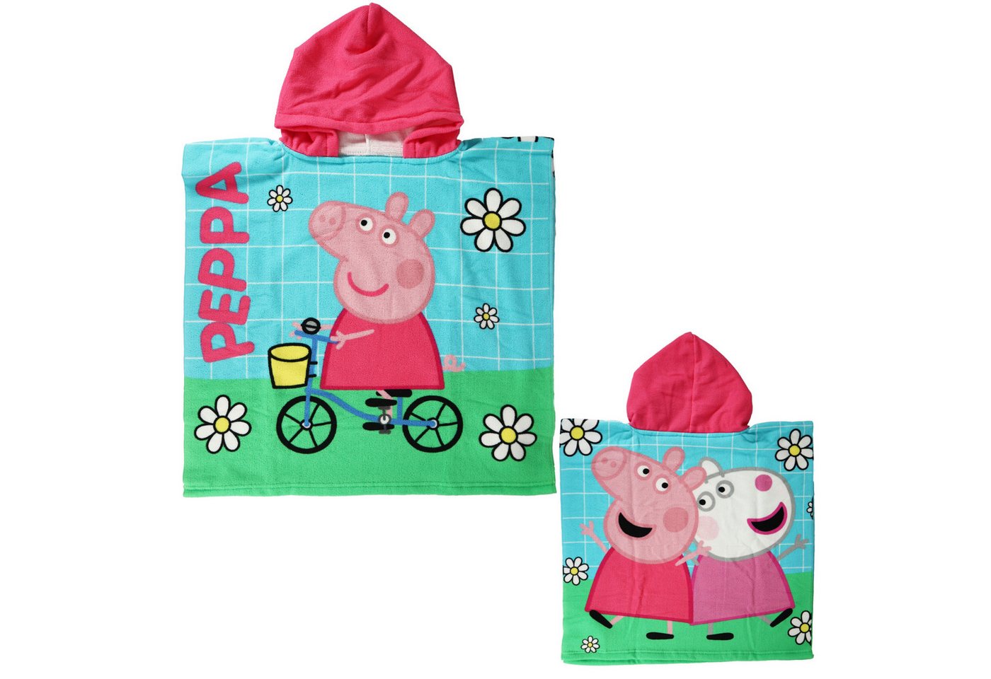 Peppa Pig Badeponcho Peppa Wutz Pig Luzie Locke Kinder Mädchen Mikrofaser Poncho 55x55 cm, Polyester, Kapuze von Peppa Pig