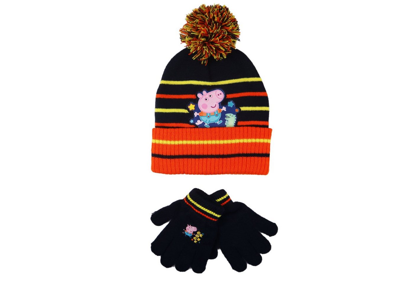 Peppa Pig Bommelmütze Peppa Wutz George Jungen Kinder Wintermütze plus Handschuhe Gr. 52 oder 54 von Peppa Pig