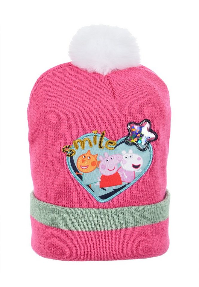 Peppa Pig Bommelmütze Peppa Wutz Kinder Mädchen Winter-Mütze Bommelmütze von Peppa Pig