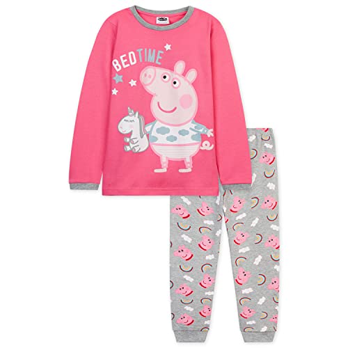 Peppa Pig Schlafanzug Mädchen, Süße Pyjama Set 18 Monate - 6 Jahren, Baumwolle Winter Mädchen Nachtwäsche, Peppa Wutz Geschenke für Kinder (Dunkel Rosa, 3/4 Jahre) von Peppa Pig