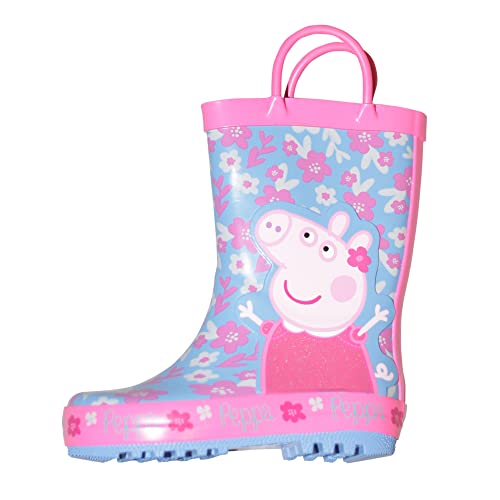 Peppa Pig Gummistiefel Flower Girl's Easy-On Griffe Rosa Blau Regen Welly 28 EU von Peppa Pig