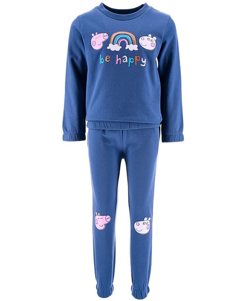 Peppa Pig Freizeitanzug be happy Peppa Wutz (2-tlg), Mädchen Outfit Sweatshirt & Hose Größe 98-116 cm von Peppa Pig