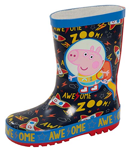 Peppa Pig Gummistiefel für Jungen George Pig Gummistiefel Astronaut 3D Gummi Gummistiefel Kinder Regen Schnee Gummistiefel Schuhe, navy, 27 EU von Peppa Pig
