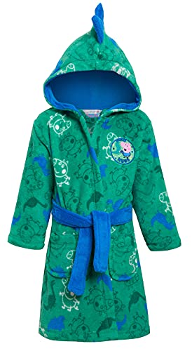 Peppa Pig George Pig Bademantel für Jungen mit Kapuze, Fleece, Dino, grün, 92 von Peppa Pig