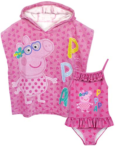 Peppa Pig Girls Badeanzug & Kapuzenhandtuch Poncho Set 5-6 Jahre von Peppa Pig