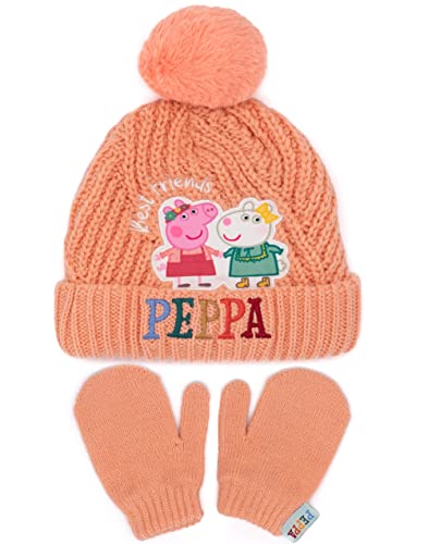 Peppa Pig Hut und Fäustlinge Kinder Pfirsich gestrickt Winter Mützenhandschuhe von Peppa Pig