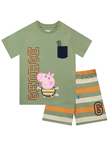 Peppa Pig Jungen George Pig und Herr Dinosaurier T-Shirt und Shorts Set Grün 104 von Peppa Pig