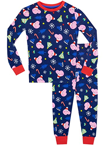 Peppa Pig Jungen Schlafanzug Weihnachten Slim Fit George Pig Blau 110 von Peppa Pig