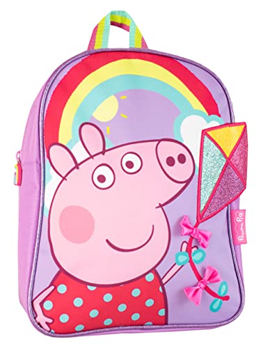 Peppa Pig Mädchen Schule Rucksack Glitzer Drachen und Regenbogen Kinder Kleinkind Tasche Violett von Peppa Pig