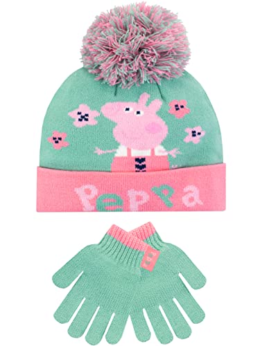 Peppa Pig Kinder Wintermütze und Handschuhe Set Grün One Size von Peppa Pig