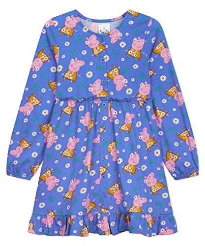 Peppa Pig Kleider für Mädchen aus Baumwolle, Peppa Wutz Mädchen Kleid Langarm (3-4 Jahre, Blau) von Peppa Pig