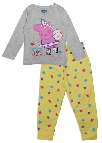 Peppa Pig Langarm-Pyjama-Set aus Baumwolle für Mädchen (DE/NL/SE/PL, Alter, 4 Jahre, Regular, Grau) von Peppa Pig