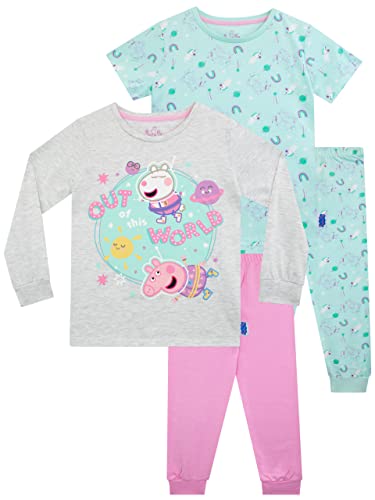 Peppa Pig Mädchen Astronaut Schlafanzug 2er-Pack Mehrfarbig 128 von Peppa Pig