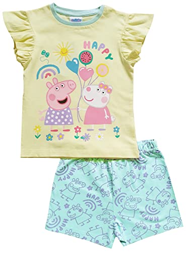 Peppa Pig Mädchen Kurzer Schlafanzug Gelb Sommer Nachtwäsche, Peppa Wutz gelb, 2-3 Jahre von Peppa Pig