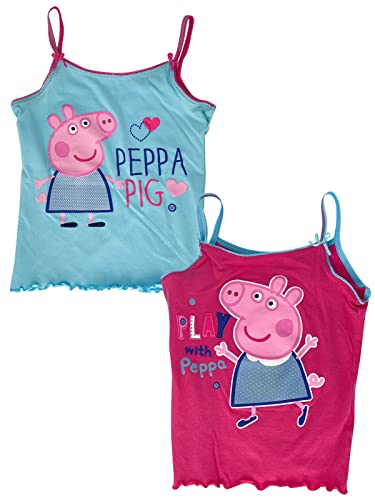 Peppa Pig - Mädchen Unterhemden mit Peppa Wutz Motiven 2020 - Doppelpack Blau & Rosa, Größe:98/104 von Peppa Pig