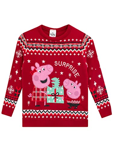 Peppa Pig Mädchen Weihnachts-Pullover Rot 122 von Peppa Pig