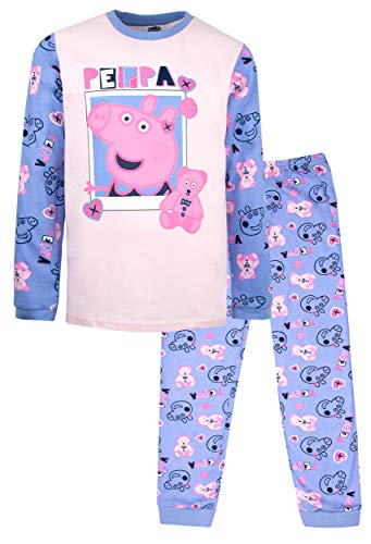Peppa Pig Offizielles Pyjama-Set | Alter 2-8 Jahre Pyjamas mit Langen Ärmeln Kostüm aus 100% Baumwolle | Amtliche Waren von Peppa Pig