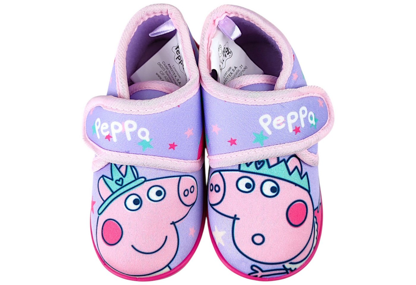 Peppa Pig Peppa Wutz Hausschuh Mädchen Pantoffeln mit Klettverschluss Gr. 22-27 von Peppa Pig