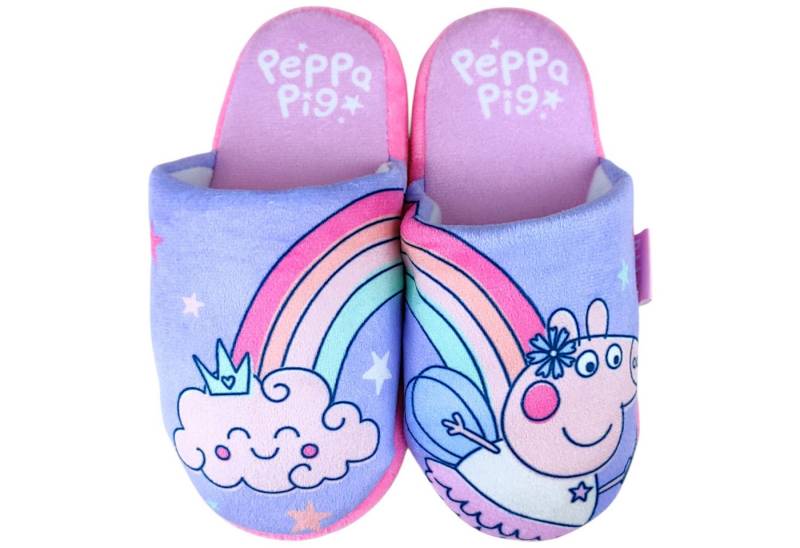 Peppa Pig Peppa Wutz und Regenbogen Hausschuh Mädchen Slipper Pantoffeln Gr. 26-33 von Peppa Pig