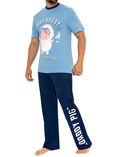 Peppa Pig Pyjamas Herren Papa Schwein PJS Blau Large von Peppa Pig