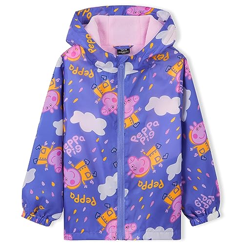 Peppa Pig Regenjacke Mädchen - Regenmantel Kinder Fleece Gefütterte Jacke mit Kapuze für Kinder von 2-6 Jahren (Mehrfarbig, 5-6 Jahre) von Peppa Pig
