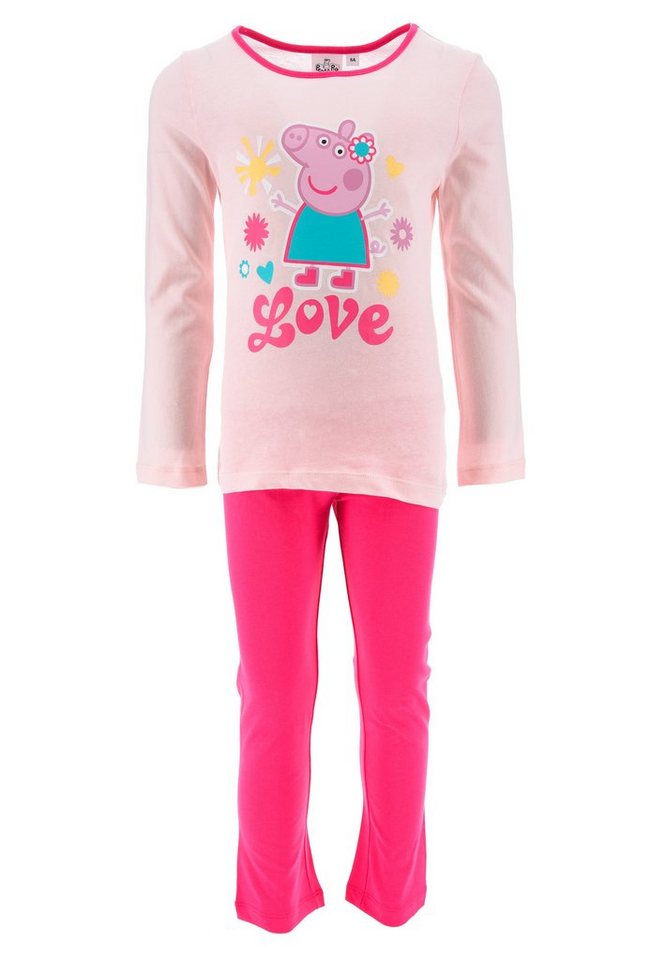 Peppa Pig Schlafanzug Peppa Wutz Mädchen Schlafanzug Pyjama Langarm Shirt + Schlaf-Hose (2 tlg) von Peppa Pig