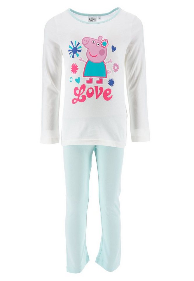 Peppa Pig Schlafanzug Peppa Wutz Mädchen Schlafanzug Pyjama Langarm Shirt + Schlaf-Hose (2 tlg) von Peppa Pig