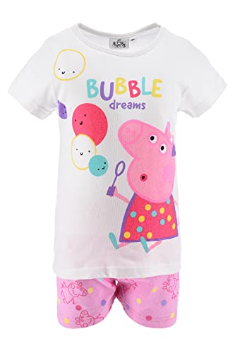 Peppa Pig Schlafanzug für Mädchen, T-Shirt und Shorts Set 2-Teilig für Mädchen, Weiche Baumwolle, Peppa Design, Größe 3 Jahre - Weiß von Peppa Pig