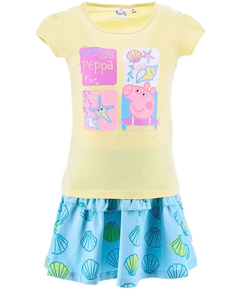 Peppa Pig Shirt & Rock Peppa Wutz (2-tlg) Sommer Outfit für Mädchen Gr. 98 - 116 cm von Peppa Pig