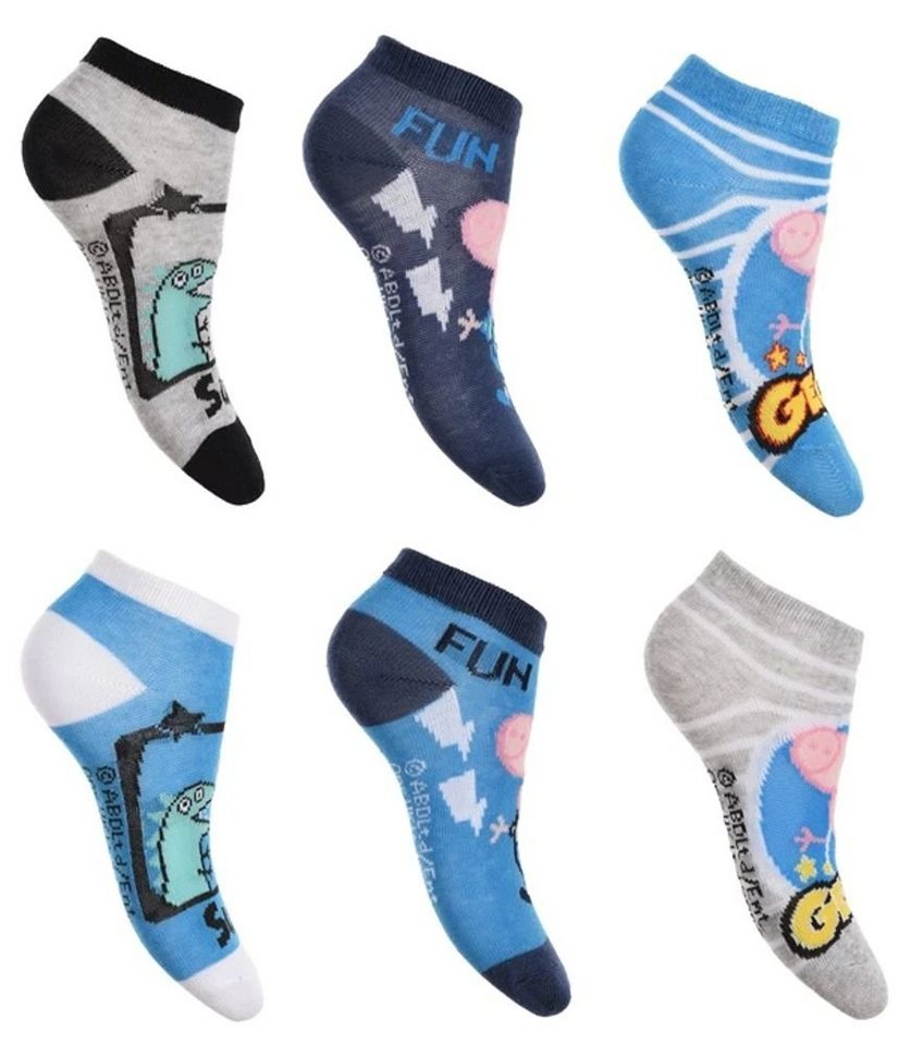 Sneakersocken 6x PEPPA WUTZ kurze Kindersocken Jungen + Mädchen 6 Paar Sneakersocken Strümpfe Socken Gr.23 24 25 26 27 28 29 30 31 32 33 34 von Peppa Pig