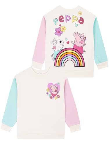 Peppa Pig Sweatshirt Mädchen | Baumwolle Pullover Mädchen | Langarm Kinderkleidung | Funkeln Sweatshirt Für Den Frühling | Creme 128 von Peppa Pig