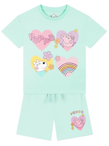 Peppa Pig Tshirt Mädchen Und Shorts | T shirt Kinder Und Shorts für Mädchen Set | Baumwolle Outfit Set | Blau 122 von Peppa Pig