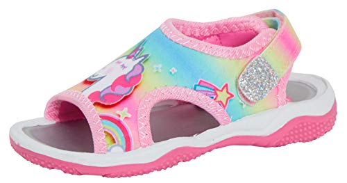 Peppa Wutz Mädchen Sport-Sandalen mit magischem Einhorn Regenbogen Kinder Sommer EVA Strand flache Schuhe, Pink - rose - Größe: 23 EU von Peppa Pig