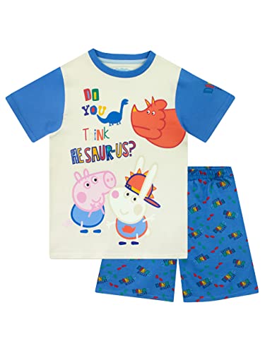 Peppa Wutz Schlafanzug Jungen I George Wutz Schlafanzug Kinder I George Wutz und Dinosaurier Schlafanzug I Weiche Baumwolle Pyjamas Offizielles Merchandise Mehrfarbig 104 von Peppa Pig