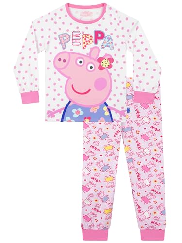 Peppa Pig Schlafanzug, Langärmliger Schlafanzug Kinder Aus Baumwolle, Süßer Peppa Pig Pyjama Für Mädchen, Schlafanzüge Für Mädchen Mit Glitzerdetails, Rosa 110 von Peppa Pig