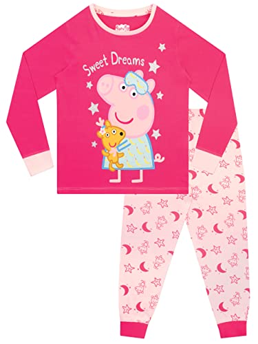 Peppa Wutz Schlafanzug | 100% Baumwolle Schlafanzüge für Mädchen | Langarm Pyjama Kinder 122 von Peppa Wutz