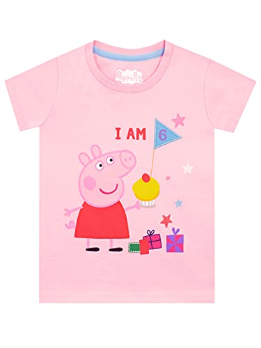 Peppa Wutz Mädchen T-Shirt 'Ich Bin 6' Rosa 122 von Peppa Pig