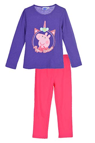 Peppa Wutz Schlafanzug Mädchen Langarm Pyjama Peppa Pig (Lila 2, 128) von Peppa Pig