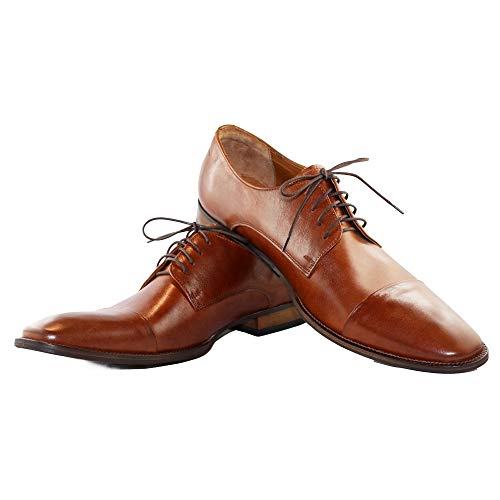 Modello Cavalerro - EU 46 - US 13 - UK 12-30,8 cm - Handgemachtes Italienisch Bunte Herrenschuhe Lederschuhe Herren Braun Oxfords Abendschuhe Schnürhalbschuhe - Rindsleder Weiches Leder - Schnüren von PeppeShoes