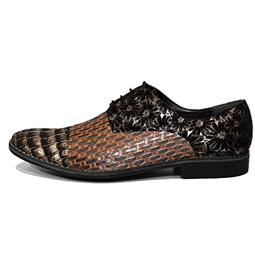 Modello Darkello - EU 41 - US 8 - UK 7-26 cm - Handgemachtes Italienisch Bunte Herrenschuhe Lederschuhe Herren Mehrfarbig Oxfords Abendschuhe Schnürhalbschuhe - Rindsleder Geprägtes Leder - Schnüren von PeppeShoes