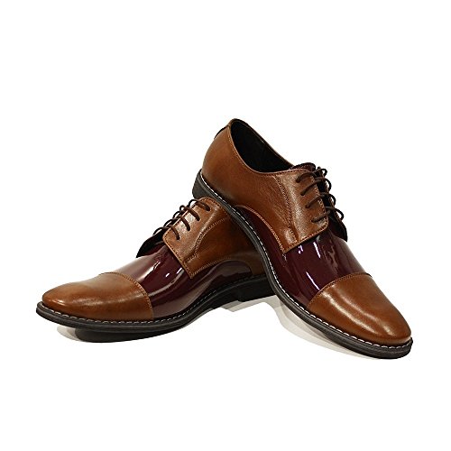 Modello Ernesto - EU 44 - US 11 - UK 10-29 cm - Handgemachtes Italienisch Bunte Herrenschuhe Lederschuhe Herren Braun Oxfords Abendschuhe Schnürhalbschuhe - Rindsleder Lackleder - Schnüren von PeppeShoes