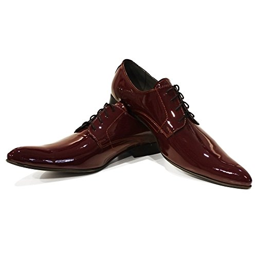 Modello Feno - 45 - Handgemachtes Italienisch Bunte Herrenschuhe Lederschuhe Herren Burgund Oxfords Abendschuhe Schnürhalbschuhe - Rindsleder Lackleder - Schnüren von PeppeShoes