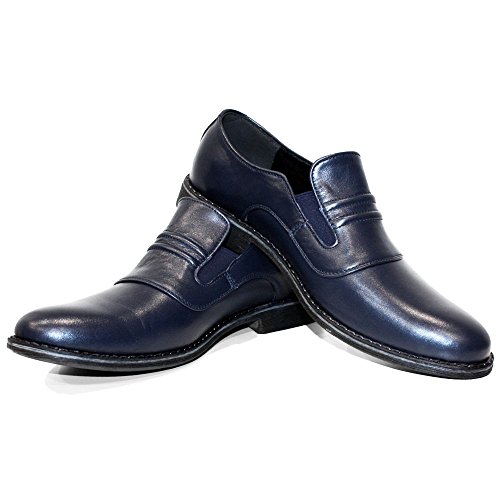 Modello Flipo - EU 43 - US 10 - UK 9 - 28 cm - Handgemachtes Italienisch Bunte Herrenschuhe Lederschuhe Herren Navy blau Mokassins Müßiggänger und Slip-Ons - Rindsleder Weiches Leder - Schlüpfen von PeppeShoes