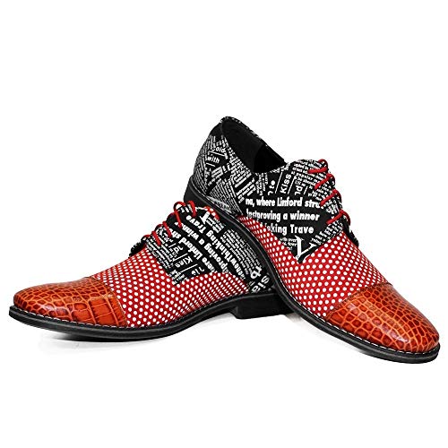 Modello Fularo - EU 43 - US 10 - UK 9-28 cm - Handgemachtes Italienisch Bunte Herrenschuhe Lederschuhe Herren Mehrfarbig Oxfords Abendschuhe Schnürhalbschuhe - Rindsleder Geprägtes Leder - Schnüren von PeppeShoes