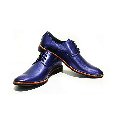 Modello Grosseto - EU 43 - US 10 - UK 9-28 cm - Handgemachtes Italienisch Bunte Herrenschuhe Lederschuhe Herren Blau Oxfords Abendschuhe Schnürhalbschuhe - Rindsleder Weiches Leder - Schnüren von PeppeShoes