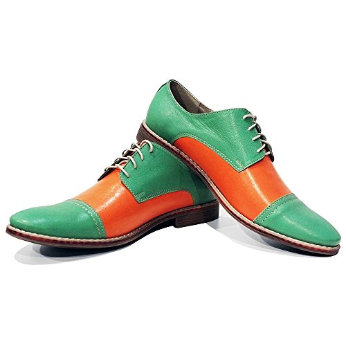 Modello Muono - EU 43 - US 10 - UK 9-28 cm - Handgemachtes Italienisch Bunte Herrenschuhe Lederschuhe Herren Grün Oxfords Abendschuhe Schnürhalbschuhe - Rindsleder Weiches Leder - Schnüren von PeppeShoes