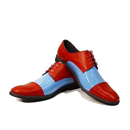 Modello Paolo - EU 46 - US 13 - UK 12-30,8 cm - Handgemachtes Italienisch Bunte Herrenschuhe Lederschuhe Herren Rot Oxfords Abendschuhe Schnürhalbschuhe - Rindsleder Lackleder - Schnüren von PeppeShoes