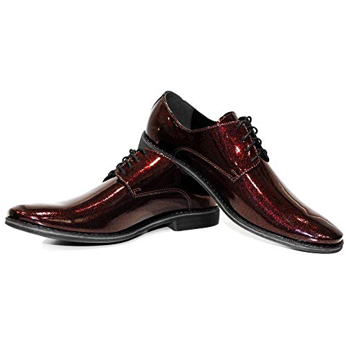 Modello Redparty - EU 45 - US 12 - UK 11-30 cm - Handgemachtes Italienisch Bunte Herrenschuhe Lederschuhe Herren Burgund Oxfords Abendschuhe Schnürhalbschuhe - Rindsleder Lackleder - Schnüren von PeppeShoes