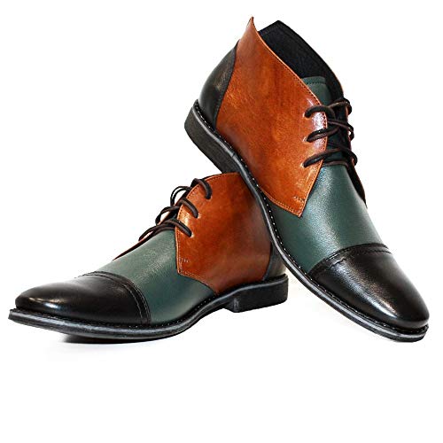 Modello Tripodollo - EU 42 - US 9 - UK 8-27 cm - Handgemachtes Italienisch Bunte Herrenschuhe Lederschuhe Herren Mehrfarbig Stiefeletten Chukka Stiefel - Rindsleder Weiches Leder - Schnüren von PeppeShoes