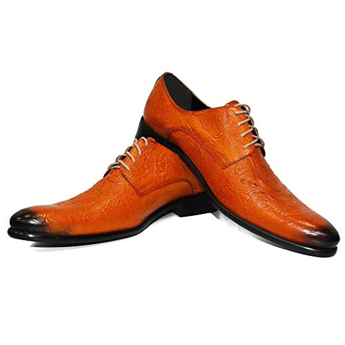 Modello Vigouro - EU 44 - US 11 - UK 10-29 cm - Handgemachtes Italienisch Bunte Herrenschuhe Lederschuhe Herren Braun Oxfords Abendschuhe Schnürhalbschuhe - Rindsleder Geprägtes Leder - Schnüren von PeppeShoes